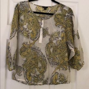 Yellow and white paisley blouse